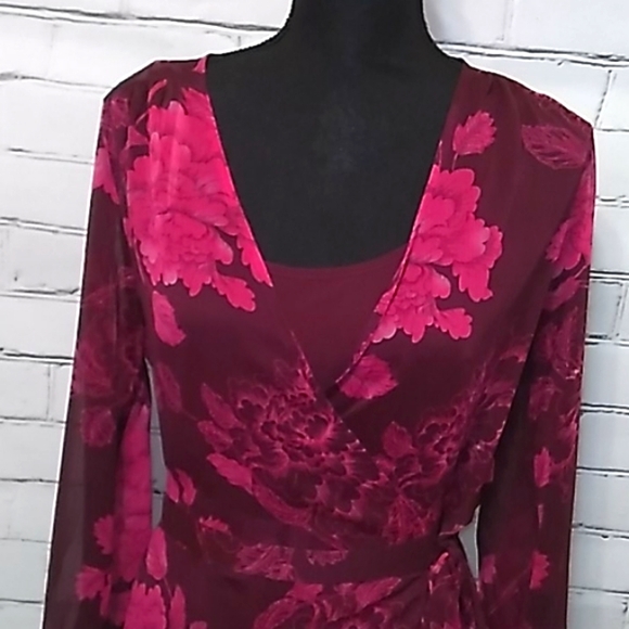 LS Mulberry Chiffon Overlay WrapDress Gypsy Rose - Picture 4 of 14